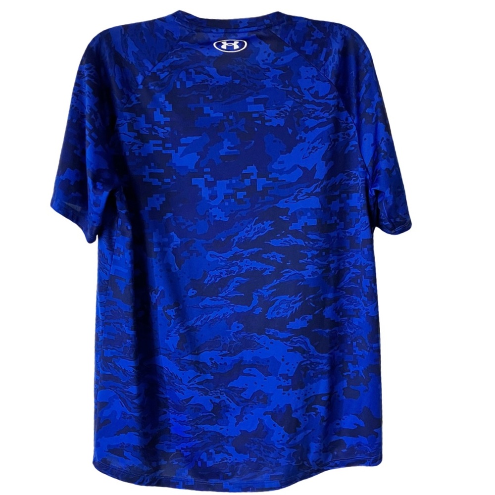 Under Armour T-Shirt, Sz. L, Royal Blue//Dark Blue Camo Abstract Print - Picture 3 of 6